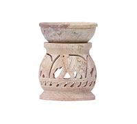 SouvNear Soapstone Aroma Diffuser, Handcarved Elephant Motifs, Tealight Heated Detachable Stone Bowl, Aromatherapy Essential Oil Warmer - India Artisan Craftsmanship