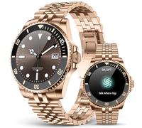 SOUYIE 2025 AI Smart Watch, DA GPT Waterproof Round Watch, 1.19" AMOLED Display, 24/7 Heart Rate, Blood Pressure/SpO2/Sleep Tracker, 100+ Sports Fitness Tracke, Compatible Android and iOS Gold Metal