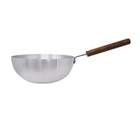 Sov Aluminium Biryani Pan Wok with Wooden Handle Deep Indian Chinese Cooking Large Stir Fry Flat Bottom Base Kitchen Restaurant Catering Home (24cm), Multicolour