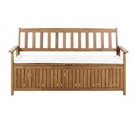 Garden Bench with Cushion SOVANA 160 cm Acacia Wood Off-White
