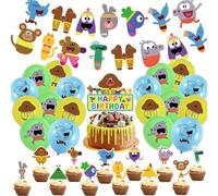 Sovanna Hey Duggee Birthday Party Supplies: Banner, Cake Toppers, Cupcake Balloons in Brown, Green