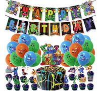 Sovanna Rainbow Friends Birthday Party Supplies and Decorations - Happy Birthday Banner, Cake Topper, Cupcake Toppers, Balloons for Kids