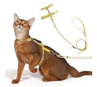 Sovarin Cat Harness and Leash Set - Yellow Lightweight Soft Kitten Harness Escape Proof, Adjustable Travel Pet Harness for Walking，Easy Control Comfortable Outdoor (Yellow, One Size Fits All)