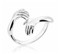 Sovats 925 Sterling Silver Hug Ring for Women, Adjustable Open Hands Ring, Minimalist Wrap Jewelry Gift