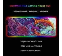 Sovawin 800x300 Big Large LED RGB Lighting Gaming Mousepad XL Gamer Mat Grande Mouse Pad c s go Hyper Beast for PC Computer
