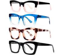 SOVCOD 4 Pack Reading Glasses for Womens Blue Light Blocking Computer Readers Spring Hinges Eyeglasses Anti Eyestrain/Glare (A1 Mix, 2.75, x)