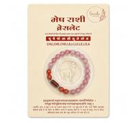 Sovedic Mesh Rashi Bracelet for Names Starting with Chu, Che, Cho, La, Li, Lu, Le, Lo & A | Aries Zodiac Pink and Red Beaded Stretch Bracelet for Men and Women | Astrology Jewellery Gift