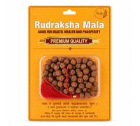Sovedic Rudraksha Mala with Red Tassel | Traditional Brown Prayer and Meditation Beads for Mantra Jaap, Puja and Spiritual Practice | Hindu Religious Gift for Men and Women