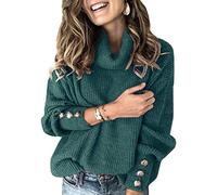 Sovelen Women's Oversized Turtleneck Chunky Pullover Sweaters Cowl Neck Long Sleeve Winter Slouchy Loose Knit Sweaters - Green - XX-Large