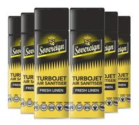 Sovereign Fresh Linen Turbojet Air Sanitiser, 500ml X6 Pack, Eliminates Odors, Kills Germs & Bacteria, Long-Lasting Fresh Linen Scent, Ideal for Homes, Offices, Cars, Safe & Effective Air Purification