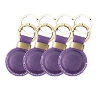 Sovereign-Gear - 4 Genuine Purple Buffalo Leather AirTag Compatible Cases/AirTag Compatible Leather Holders - Handmade - 4 pack