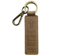 Sovereign-Gear - Brown Leather Keyring - Philippians 4:13 Embossed - Genuine Leather Keyring/Keychain for Men & Women - Handcrafted, Stylish & Durable Accessory