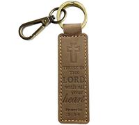 Sovereign-Gear - Brown Leather Keyring - Proverbs 3:5-6 Embossed - Genuine Leather Keyring/Keychain for Men & Women - Handcrafted, Stylish & Durable Accessory