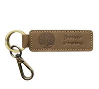 Sovereign-Gear Brown Leather Keyring - Tree of Life Embossed - Genuine Leather Keychain for Men & Women - Handcrafted, Stylish & Durable Accessory