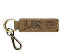 Sovereign-Gear - Brown Leather Keyring - USA Flag Embossed - Genuine Leather Keyring/Keychain for Men & Women - Handcrafted, Stylish & Durable Accessory