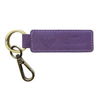 Sovereign-Gear Purple Leather Keyring - Heart Embossed - Genuine Leather Keychain for Women - Stylish Keyring