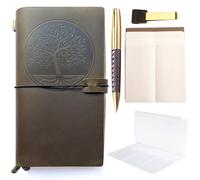 Sovereign-Gear Refillable Leather Journal, Tree of Life Embossed Travellers Notebook | 8.5 x 4.5 Leather Travel Journal with 5 Inserts | Travel Diary Planner for Women TN Standard Notebooks