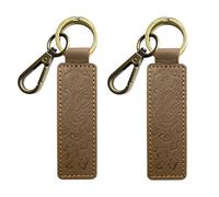 Sovereign-Gear - Two Brown Leather Keyrings - Music Embossed - Genuine Leather Keyrings/Keychains for Men & Women - Handcrafted, Stylish & Durable Accessory