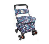 Sovereign -Lightweight Seated Shopper/Walking Trolley (Fully Assembled/Folds Flat/Swivel Wheels/Adjustable Handle) (Paradise)