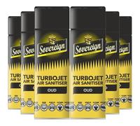 Sovereign Oud Turbojet Air Sanitiser 500ml X6, Long-Lasting Fragrance, Eliminates Odors, Ideal for Homes, Offices, Cars, Premium Air Freshener, 6-Pack Value Set, Fast-Acting Formula
