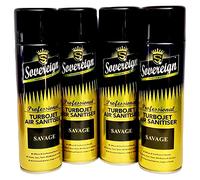 Sovereign Turbojet Air Sanitiser Savage Air Freshener Blast Spray Can 4 x 500ml Bundle