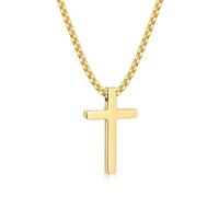 sovesi Cross Necklace for Men, Silver Tone/14k Gold Plated/Black Cross Pendant with 2.5mm Box Chain,Stainless Steel Pendant necklace with Big/Medium/Small/Tiny Cross Pendant, 16-24 Inch, 24 inches