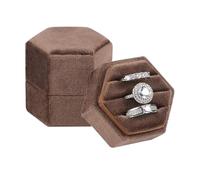 sovia Velvet Ring Box, 3 Slots Wedding Ring Box, Hexagon Engagement Ring Box, Premium Jewelry Ring Box for Proposal Engagement Wedding Day Bridal Photo