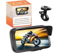 Sovica Mobile Phone Holder for Motorcycle, Bicycle, Bike, Waterproof, Quick Connection, Case with Anti-Glare Visor, Suitable for Smartphones up to 7.6 Inches, Unbreakable Grip to Universal Handlebar