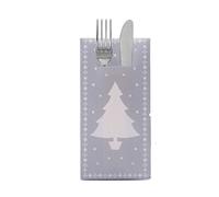 Sovie HOME Linclass® Airlaid White Tree Cutlery Napkins in Silver, Christmas Cutlery Napkins, Disposable, Fabric-Like, Ideal for Advent and Christmas Parties, 40 x 40 cm, 1/8 Fold, Pack of 12