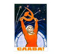 Soviet Aerospace Russian Soviet Union Propaganda Print, Vintage Space Race Poster Bedroom Retro Wall Art Picture, A5 (Print Only) - 21x14.8cm