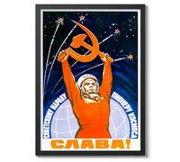 Soviet Aerospace Russian Soviet Union Propaganda Print, Vintage Space Race Poster Bedroom Retro Wall Art Picture, A2 (Black Frame) - 62.5x45.1cm