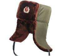 Soviet Badge Lei Feng Hat Bomber Hat Warm Russian Hat Ear Flap Pilot Hat Thicken Rabbit Winter Hat Windproof Snow Caps for Outdoor Army Green