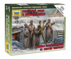 Soviet Headquarters In Winter Uniform Figure Plastic Kit 1:72 Model ZVEZDA