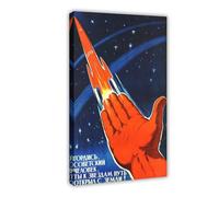 Soviet Man Be Proud You Opened The Road to Stars From Earth! Soviet Propaganda Canvas Poster Bedroom Decor Landscape Office Room Decor Gift 12x18inch(30x45cm)