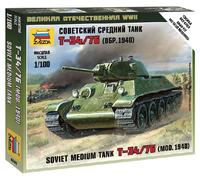 Soviet Medium Tank T-34/76 1:100 Plastic Model Kit ZVEZDA