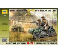 Soviet Motorcycle with Sidecar and Crew M.72 Plastic Kit 1:35 Model ZVEZDA