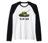 Soviet Russian WWII Military Tank - T34-85 Tank Raglan Baseball Tee