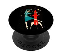Soviet Space Age Rocket Woman Dancer Matchbox Art PopSockets Adhesive PopGrip