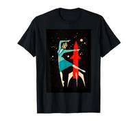 Soviet Space Age Rocket Woman Dancer Matchbox Art T-Shirt