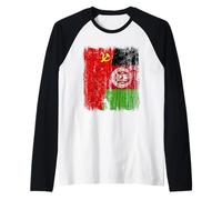 Soviet Union Afghanistan Half Flag USSR Afghan Heritage Raglan Baseball Tee