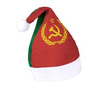 Soviet Union CCCP USSR Emblem Red Sequins Santa Hat Christmas Cap Xmas Adult Headwear for Holiday Party New Year Festive