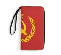 Soviet Union CCCP USSR Emblem Red Women's Clutch Wallet Bifold Wristlet Long Purse Card Holder Handbag