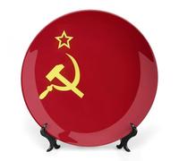 Soviet Union Flag Ceramic Decorative Plates for Display Ornaments with Stand for Kitchen Home Decor 8inch