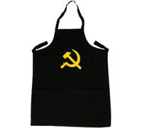 Soviet Union Russian Flag Hammer & Sickle Black Apron (Golden Yellow Print)
