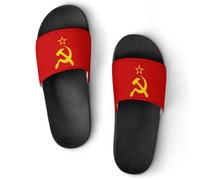 Soviet Union USSR Flag Unisex Shower Slippers Non Slip Slides Bathroom Beach Pool Sandals