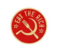 Soviet USSR Enamel Pin - 2.8cm x 2.8cm Red and Gold Parody Badge - Novelty Lapel Pin for Clothes, Jackets, Hats, Backpacks, and Collectors
