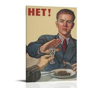Soviet USSR Propaganda Vintage Poster No to Alcohol Retro CCCPCanvas Murals Waterproof Scratch Resistant UV Resistant Elegant Home And Office Decoration Classic Modern DesignFrame-style20x30inch(50x75