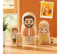 Soview Personalised Photo Nesting Dolls Family Custom Portrait Russian Nesting Doll Set Customise Matryoshka Dolls Gift for Christmas Famliy Couple Unique Home Desk Decor (Style 1)