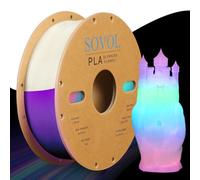 Sovol 3D Printer Glow in The Dark PLA Filament Multicolor Fast Change 1kg (2.2 lbs) 1.75 mm, 3D Printing Materials, Dimensional Accuracy +/- 0.03 mm, Glow Multicolored