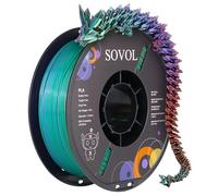 Sovol 3D Printer PLA Silk Tri Color Filament 1.75mm 1kg Bronze Purple Green | Co-Extrusion 3-in-1 Design | ±0.03mm Tolerance | Shiny Metallic Finish | Compatible with Most FDM Printers | 190-220°C